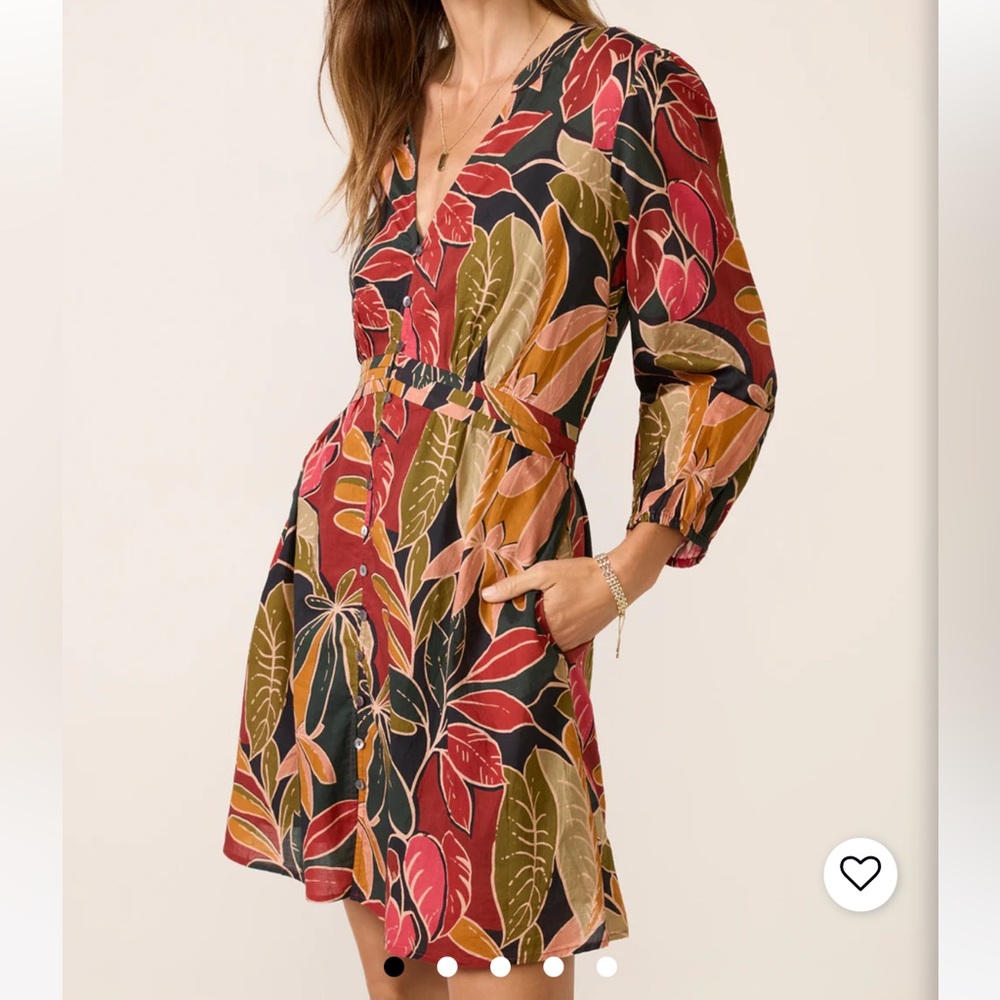 $207 NWT Velvet by Graham & Spencer Tessa Floral Multicolor V-Neck Dress Sz S